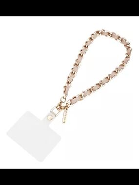 case-mate Gold Chain Wrist Lanyard with Blush Leather